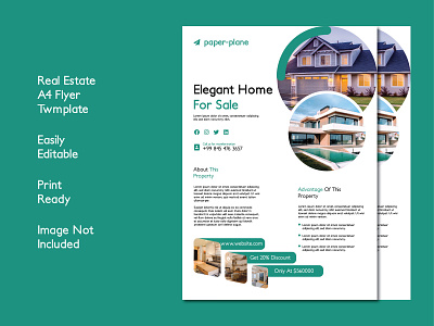 Real Estate A4 Flyer Design Template a4 a4 flyer brochure clean creative eye catchy flyer design free green modern print ready real estate simple with bleed