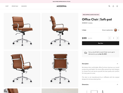 Moderna - Product Page design ecommerce furniture minimal ui ux web