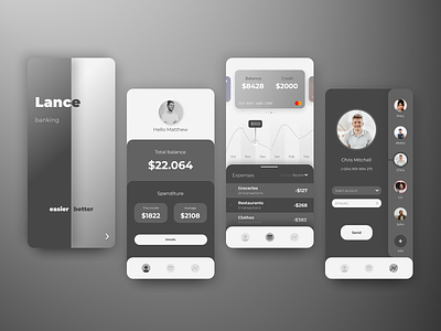Lance banking app app bank banking branding button concept design finance graphic design grey hellodribbble logo menu money simple toolbar ui ux vector wallet