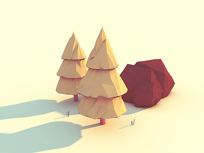 The Outdoors c4d cinema 4d grass low outdoors poly rock trees