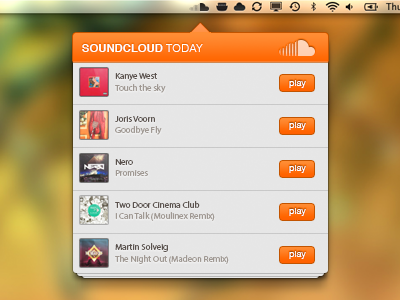 SoundCloud Today - concept app concept menubar music music player os x app popover sketch soundcloud