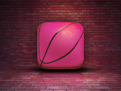 Dribbble app icon 3d basketball court depth dribbble icon icon design icons ios pink play texture