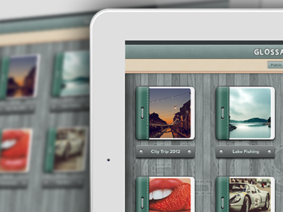 Glossamatic - Photo Books Home Screen albums app bolts books design detail glossamatic ipad photo screws ui wood