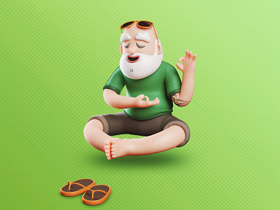 Foncia | 🧘‍♂️ Grandpa in middle of a yoga session 🧘‍♂️ 3d blender blendercycles character character design illustration marketing marketing campaign print trend