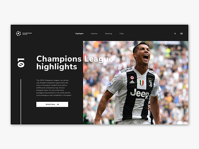 Champions League | Concept design branding champions league dark dark mode design flat minimal ui ui design ux ux design website