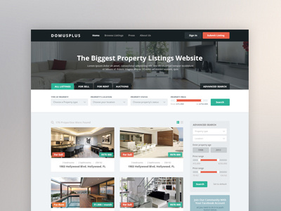 Property listings website classifieds design domus listings property real estate web website