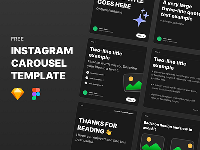 Instagram Carousel Template for Sketch & Figma carousel components design system figma fonts free freebie icons instagram instagram post interface mobile sketch symbols typography ui ui kit ux web