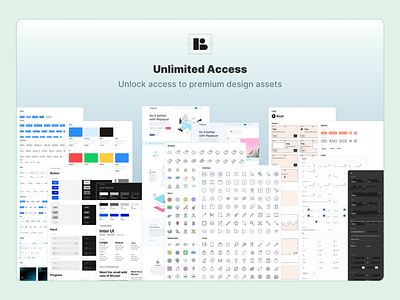 Never design from scratch — Get access to unlimited assets! ✨ design system figma freebie icons illustrator interface mobile sketch ui ui kit ux web