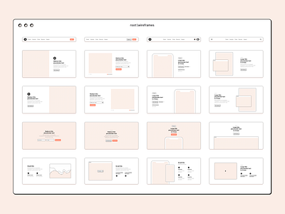 Root Design Kit — Wireframes 💻 components design system figma figma design figma ui figmadesign illustrations interface mobile sketch typography ui ui kit ui kit design ux variants wireframes