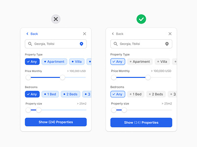 Balance the accent color usage. 🧑‍🎨 buttons design design system designtips figma filter forms freebie input interface sketch symbols typography ui uitip usability ux uxtip