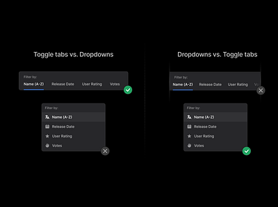 Toggle tabs vs. Dropdowns buttons components design system dropdowns figma filter forms freebie interface sketch symbols toggle ui ui elements ui kit ux variants
