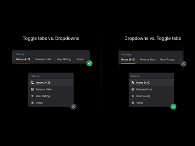 Toggle tabs vs. Dropdowns