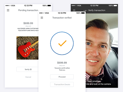 Selfie payment app app ecommerce facial ios payment photo recognition selfie transaction ui ux visa