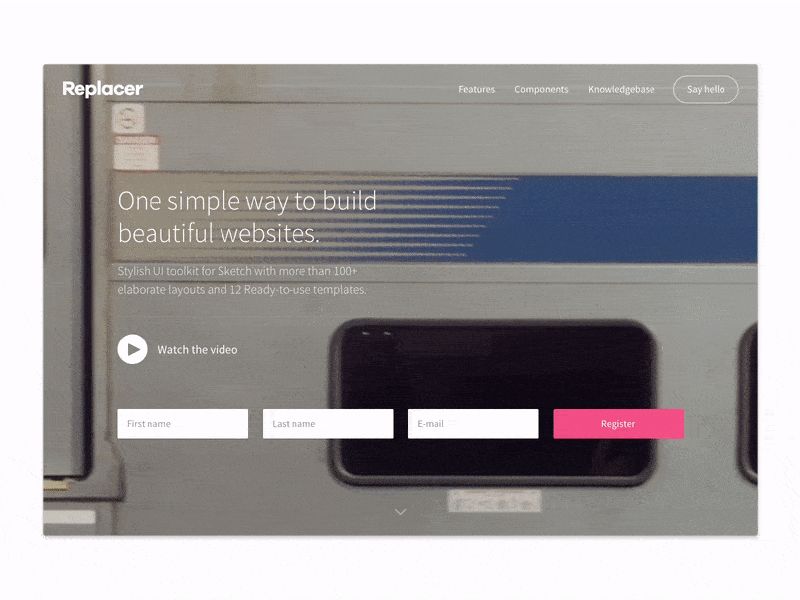 Replacer on rails 🚝 dailyui freebie header sketch template uikit website