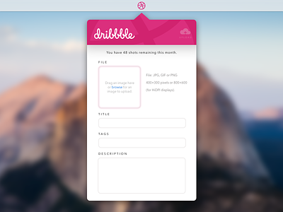 Dribbble Upload Application Concept challenge design menu bar rebound ui upload