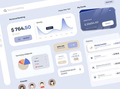 Personal Banking Dashboard design banking dashboad design graphic design illustration minimal ui uiux ux web