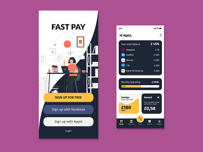 Fast Pay budget app character dailyui design dribbble finance fintech app illustration product productdesign ui ux uxui