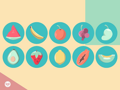 Fruits Icon design flat fruits healthy highlights icon icon set illustration minimal