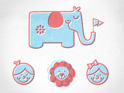 More Kids Illustrations boy elephant girl illustration kids lion offset