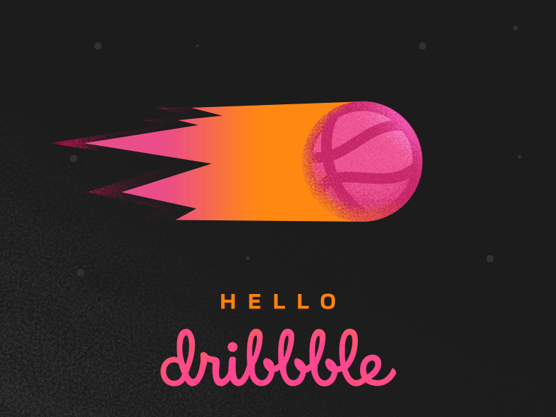 Dribbble First Shot ball cel animation fire hello pink