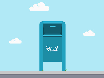 Mailbox clouds flat illustration mailbox sky tree vector