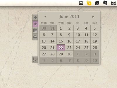 Calendar widget beige calendar clean gui ical mac things ui widget