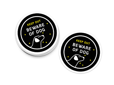 Beware of Dog illustration sticker