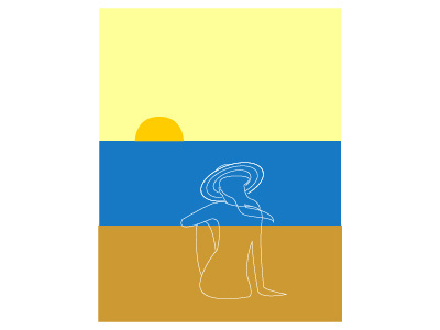 beach dream art beach girl line sunset