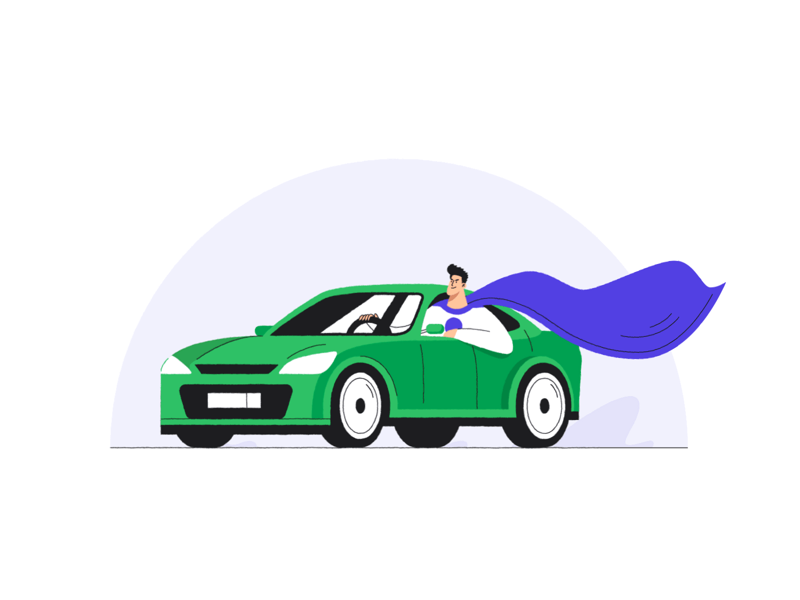 Hero in the car animated illustration animation car character design cloak gif illustration loop animation motion motion animation ride superhero vector vector art