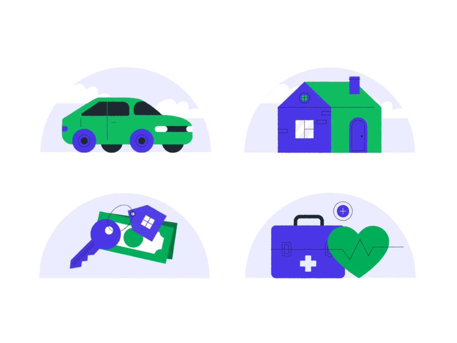 Animated Icons aftereffects animation car design gif heart house icon icons iconset illustration illustrator insurance keys motion texture ui vector web work