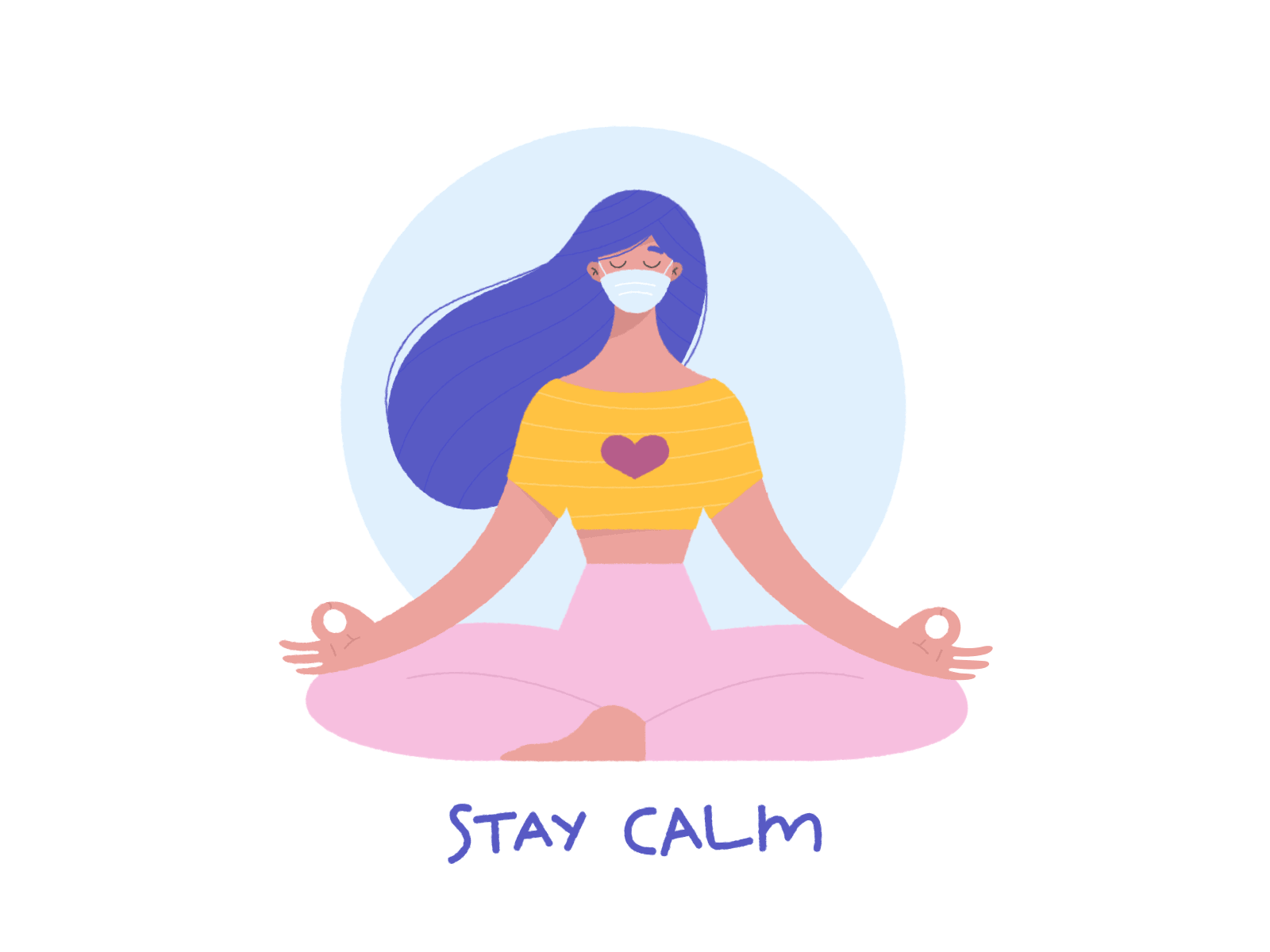 Stay Calm 2d 2d animation 2d character after effects after effects motion graphics covid19 girl loop mask meditation motion graphics stay calm vector virus work