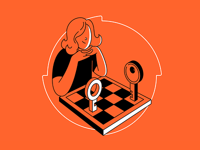 Keyword Strategy article illustration blog post chess gambit illustration illustrator key keyword line marketing orange strategy vector