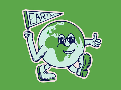 Earth Person earth gaia globe illustration pennant person sticker walking