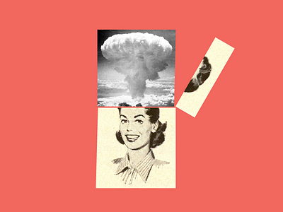 Mindblown 1950s bomb book cover collage cut paper explosion girl graphic design nuke vintage woman