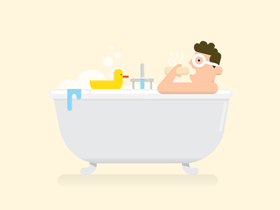 Tub Guy bath burrito clawfoot tub glasses hungry illustration kevin alves rubber ducky tub
