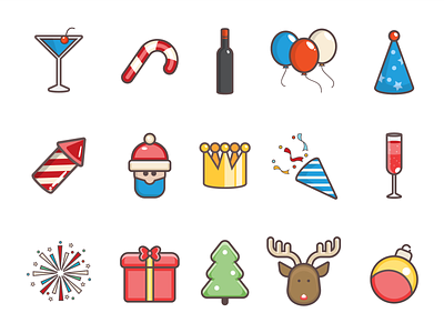 Pack d'icone speciale Noël adobe art christmas cute design flat free happy icon illustration illustrator julien minimal newyear project set sketch ux vector