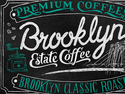 Coffee brooklyn coffee grinder hand lettering lettering script swash typography