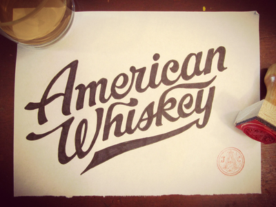 American Whiskey hand lettering label lettering packaging pen rubber stamp spirits stamp typography vintage whiskey