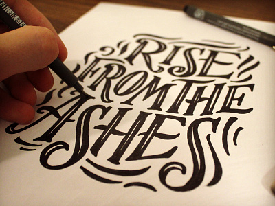 Rise flourish hand lettered inline lettering pen swash type typography vintage