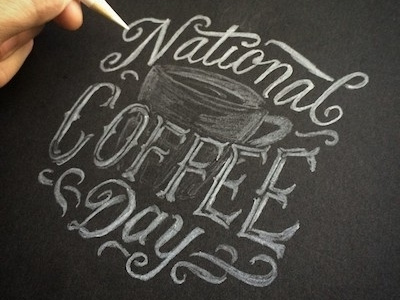 National Coffee black paper coffee hand lettering lettering ligature script sketch swash type typography vintage