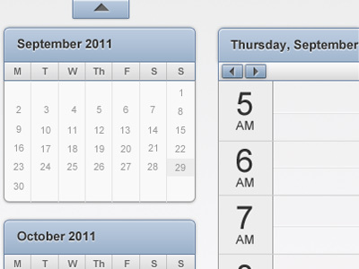 Calendar UI blue calendar gray schedule ui web app