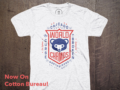 Fly the W, Buy the T badge baseball champions chicago cubs lettering lockup shirt sports tee typography vintage
