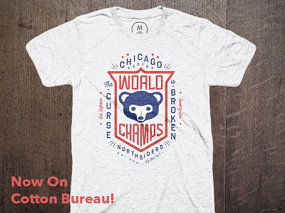 Fly the W, Buy the T badge baseball champions chicago cubs lettering lockup shirt sports tee typography vintage