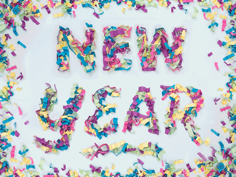 New Year, New Meh animation bright colors confetti dimensional lettering motion type typography