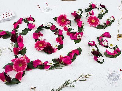 Love Is... dimensional floral flowers lettering love script tactile type typography