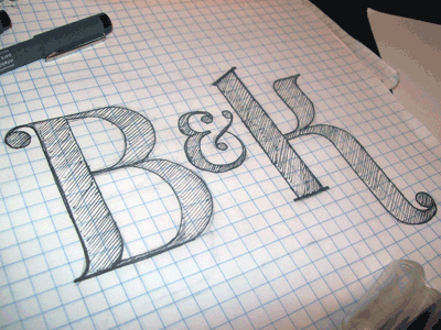 B&K ampersand ink logo pen sketch typography