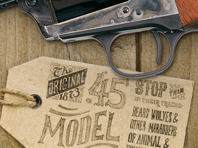 Single Action Army colt custom gun hand drawn hang tag revolver tag typography weapon