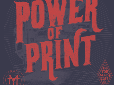 Power of Print [GIF] apparel badge blue hand drawn lettering linotype print red seal typography
