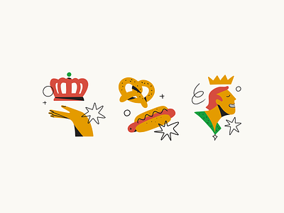 BREZELKÖNIG icons app branding character crown customized design graphic design hotdog icons illustration king pretzel simple unique vector
