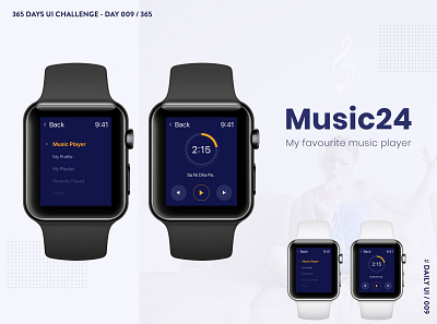 DailyUI 009 Music Player Apple Watch apple music apple pencil apple watch apple watch design mobile app music music album music app ui uiux ux